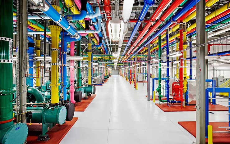 The cooling water supply system in a Google data center in Atlanta, which is one of the company's sites using recycled water to reduce its impact on the local water supply. (Image: Google)