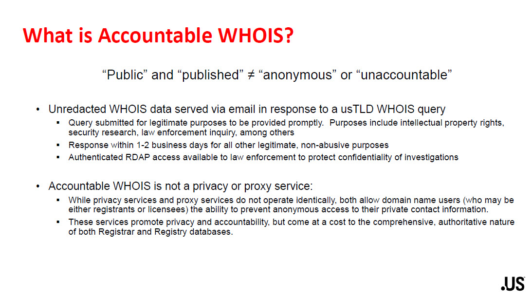 .US Town Hall and the Secure WHOIS Gateway Proposal 7 .US Town Hall and the Secure WHOIS Gateway Proposal
