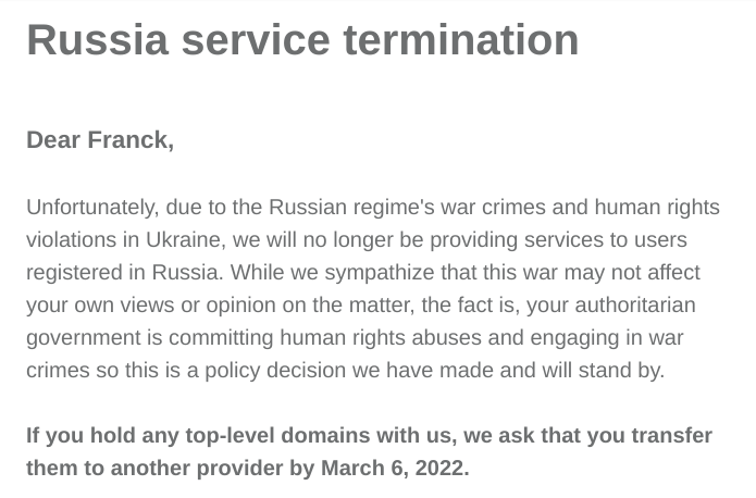 Namecheap bans Russian customers and offers free services to anti-Putin websites 2 Namecheap bans Russian customers and offers free services to anti-Putin websites